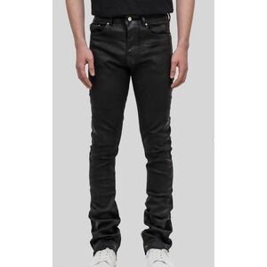 Flaneur Homme Waxed Black Denim Flared‎ Slim Jeans 34 New With Tags